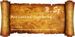 Matievits Szederke névjegykártya